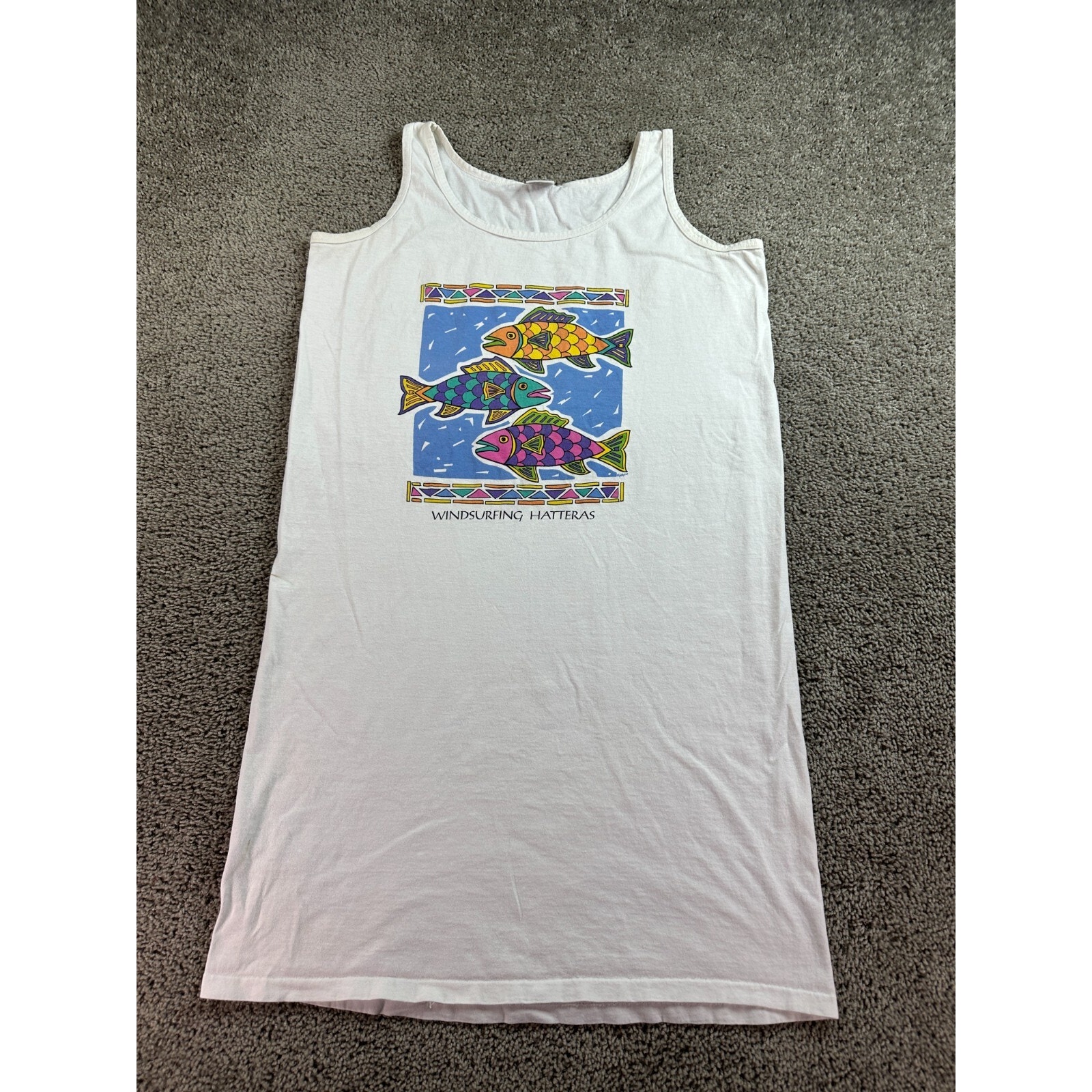 Vintage Cape Hatteras Beach Shirt Womens One Size White Windsurfing 90s